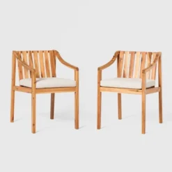 Saracina Home 2pk Mid-Century Modern Slatted Outdoor Acacia Arm Chairs With Cushions 11 Saracina Home 2pk Mid-Century Modern Slatted Outdoor Acacia Arm Chairs With Cushions -Saracina Home Sales Store GUEST 0016f698 7c55 460b bf1f 8be1b164e811