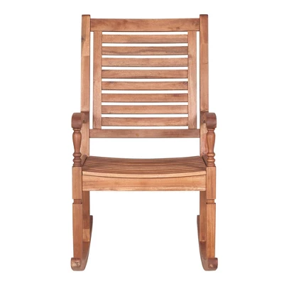 Bamberg Transitional Acacia Wood Outdoor Rocking Chair - Saracina Home 4 Bamberg Transitional Acacia Wood Outdoor Rocking Chair - Saracina Home - Image 4