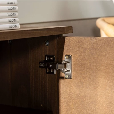 58" Modern Boho Solid Pine Wood Closed Storage Sideboard Brown - Saracina Home 9 58" Modern Boho Solid Pine Wood Closed Storage Sideboard Brown - Saracina Home - Image 9