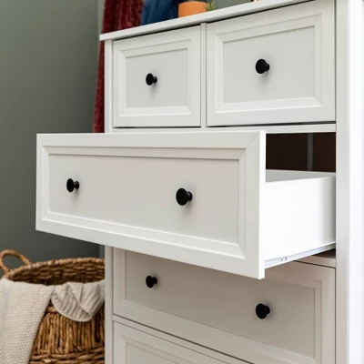 Farmhouse 5 Drawer Grooved Tall Storage Dresser White - Saracina Home 6 Farmhouse 5 Drawer Grooved Tall Storage Dresser White - Saracina Home - Image 6