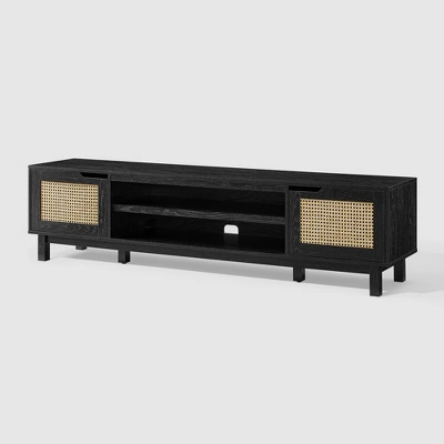 Modern Boho Storage TV Stand For TVs Up To 80" With Rattan Doors - Saracina Home 6 Modern Boho Storage TV Stand For TVs Up To 80" With Rattan Doors - Saracina Home - Image 6