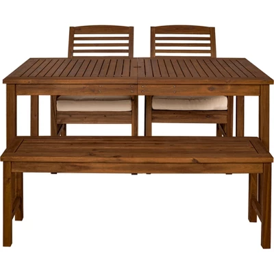 Ravenscroft 4pc Acacia Wood Patio Dining Set - Saracina Home 2 Ravenscroft 4pc Acacia Wood Patio Dining Set - Saracina Home - Image 2