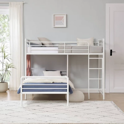 Twin Modern Cut-Out L-Shaped Metal Bunk Bed - Saracina Home 2 Twin Modern Cut-Out L-Shaped Metal Bunk Bed - Saracina Home - Image 2