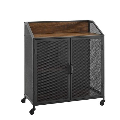 Urban Industrial Metal Mesh Bar Cart With Wheels - Saracina Home 9 Urban Industrial Metal Mesh Bar Cart With Wheels - Saracina Home - Image 9