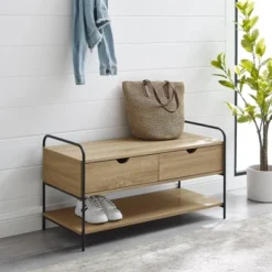 Modern 2 Drawer Storage Entry Bench - Saracina Home