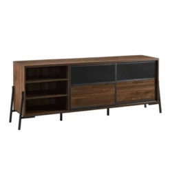 Modern Industrial Metal Mesh Sliding Door TV Stand For TVs Up To 80" Dark Walnut - Saracina Home 7 Modern Industrial Metal Mesh Sliding Door TV Stand For TVs Up To 80" Dark Walnut - Saracina Home -Saracina Home Sales Store GUEST 19576ed8 6a11 4615 a839 c8528b30ba26