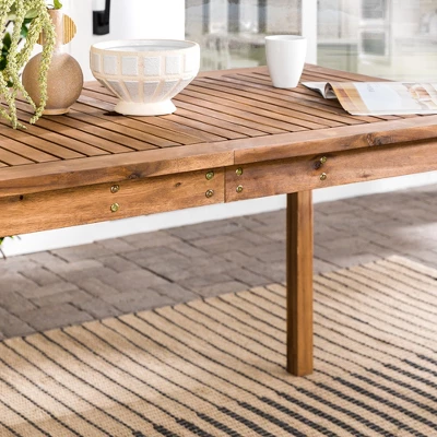 Acacia Wood Patio Simple Rectangle Dining Table - Saracina Home 8 Acacia Wood Patio Simple Rectangle Dining Table - Saracina Home - Image 8