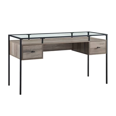 Lamvia Contemporary 2 Tier Glass Top Desk - Saracina Home 7 Lamvia Contemporary 2 Tier Glass Top Desk - Saracina Home - Image 7
