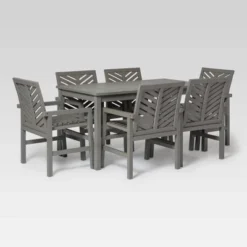 7pc Slatted Chevron Acacia Patio Dining Set - Saracina Home -Saracina Home Sales Store GUEST 1d49e516 b23d 4ee6 a1e1 e3a2c4f32dfa