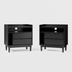 2pk Mid-Century Modern Solid Wood 2 Drawer Storage Nightstands - Saracina Home 19 2pk Mid-Century Modern Solid Wood 2 Drawer Storage Nightstands - Saracina Home -Saracina Home Sales Store GUEST 1f73b353 865e 4131 a376 6364f0459882
