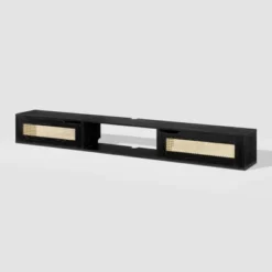 Modern Boho Floating TV Stand For TVs Up To 80" With Rattan Doors Black - Saracina Home 14 Modern Boho Floating TV Stand For TVs Up To 80" With Rattan Doors Black - Saracina Home -Saracina Home Sales Store GUEST 25e22e1c 537a 4cda 8fdb bbe115b307cb