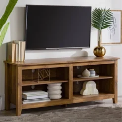 Transitional 4 Cubby Wood Open Storage TV Stand For TVs Up To 65"- Saracina Home -Saracina Home Sales Store GUEST 25f3cc78 c68c 409d ba33 6e1083087415