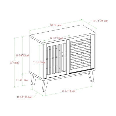 Visconti Mid-Century Modern Sliding Slat Door TV Stand For TVs Up To 40" - Saracina Home 4 Visconti Mid-Century Modern Sliding Slat Door TV Stand For TVs Up To 40" - Saracina Home - Image 4