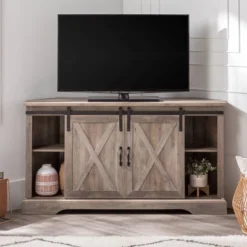 Robinson Rustic Transitional Sliding Barn Door Corner TV Stand For TVs Up To 58" - Saracina Home -Saracina Home Sales Store GUEST 2a8674a7 afa5 495d a06e d2ee6c0c2370
