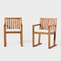 Saracina Home 2pk Acacia Modern Slat-Back Patio Dining Chairs With Cushions 8 Saracina Home 2pk Acacia Modern Slat-Back Patio Dining Chairs With Cushions -Saracina Home Sales Store GUEST 2d287509 527d 4208 9ea9 8534f82ec508