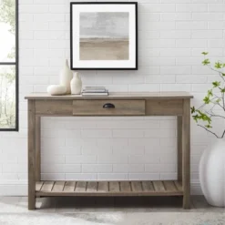 June Rustic Farmhouse Entry Table With Lower Shelf Gray Wash - Saracina Home -Saracina Home Sales Store GUEST 2d962bd5 df42 4083 8914 633d4481e956