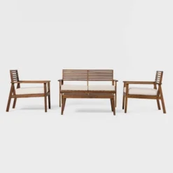 Saracina Home 4pc Mid-Century Modern Slatted Acacia Outdoor Patio Conversation Furniture Set 15 Saracina Home 4pc Mid-Century Modern Slatted Acacia Outdoor Patio Conversation Furniture Set -Saracina Home Sales Store GUEST 3005e2da 1d72 4a44 9a0b b1cdd319e0b1