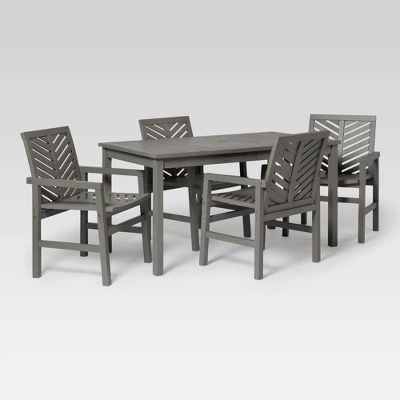 5pc Slatted Chevron Acacia Wood Patio Dining Set - Saracina Home 16 5pc Slatted Chevron Acacia Wood Patio Dining Set - Saracina Home - Image 16