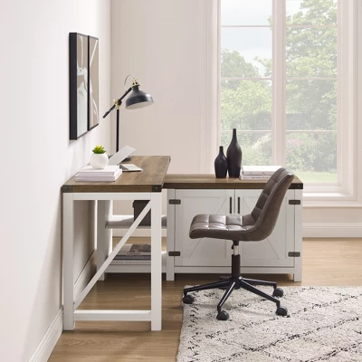 Farmhouse Rustic L Shaped Desk With Storage - Saracina Home 10 Farmhouse Rustic L Shaped Desk With Storage - Saracina Home - Image 10