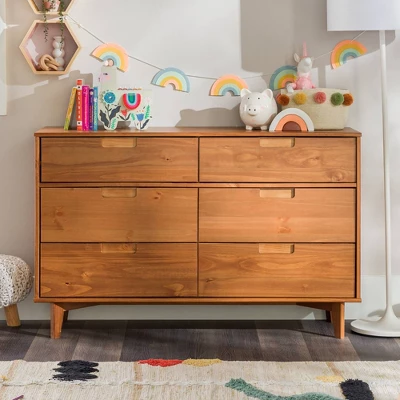 Mid-Century Modern Groove Wood 6 Drawer Dresser - Saracina Home 16 Mid-Century Modern Groove Wood 6 Drawer Dresser - Saracina Home - Image 16