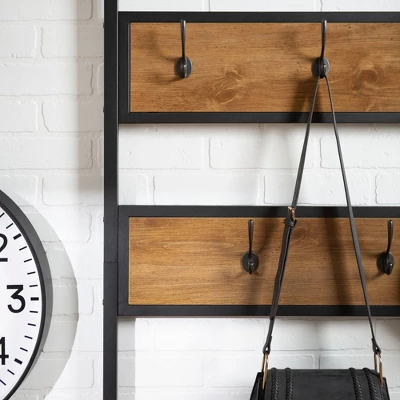 72" Urban Farmhouse Mixed Material Hall Tree - Saracina Home 5 72" Urban Farmhouse Mixed Material Hall Tree - Saracina Home - Image 5