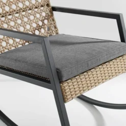 Komodo Modern Boho Faux Rattan & Metal Outdoor Rocking Chair With Cushion - Brown/Gray - Saracina Home 8 Komodo Modern Boho Faux Rattan & Metal Outdoor Rocking Chair With Cushion - Brown/Gray - Saracina Home -Saracina Home Sales Store GUEST 4268a33a 53bd 49e0 b7a4 c9883457bf9f