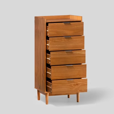 Mid-Century Modern Solid Wood 5 Drawer Chest Of Drawers - Saracina Home 13 Mid-Century Modern Solid Wood 5 Drawer Chest Of Drawers - Saracina Home - Image 13