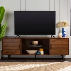 2 Door Mid-Century Modern Wood Storage TV Stand For TVs Up To 80" - Saracina Home -Saracina Home Sales Store GUEST 474e4bb8 d0cb 4809 ba15 d0ecb3aa5ec4