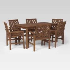 7pc Slatted Chevron Acacia Patio Dining Set - Saracina Home -Saracina Home Sales Store GUEST 4871da67 cad9 4005 bad1 36caadb12835