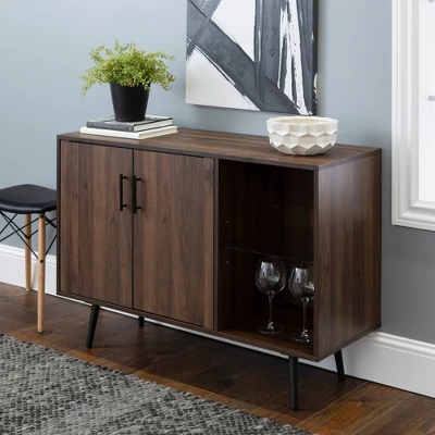 44" Mid-Century Modern Asymmetrical Sideboard Dark Walnut - Saracina Home 1 44" Mid-Century Modern Asymmetrical Sideboard Dark Walnut - Saracina Home