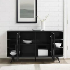 Mid-Century Modern Glass Double Door Curved Sideboard - Saracina Home -Saracina Home Sales Store GUEST 4fda4073 3ab4 4dc1 9d2b 29da563a6ed9