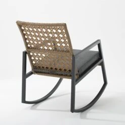 Komodo Modern Boho Faux Rattan & Metal Outdoor Rocking Chair With Cushion - Brown/Gray - Saracina Home 7 Komodo Modern Boho Faux Rattan & Metal Outdoor Rocking Chair With Cushion - Brown/Gray - Saracina Home -Saracina Home Sales Store GUEST 520cdeec 4f51 489c aadc c2148f573b0c