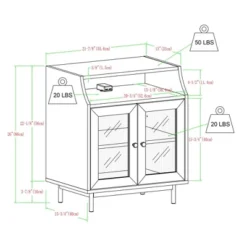 Fluted Glass Double Door Nightstand With USB Port - Saracina Home -Saracina Home Sales Store GUEST 522310c6 5a37 4d2b a1a1 802d0290778d