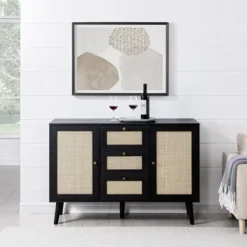 Modern Boho Wood And Rattan Storage Sideboard Black - Saracina Home -Saracina Home Sales Store GUEST 52f5e3ee 76b4 4a71 b8d9 41f7b184a080