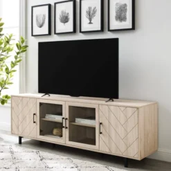 Vik Modern Boho 4 Door Herringbone TV Stand For TVs Up To 80" - Saracina Home -Saracina Home Sales Store GUEST 530194cb a341 4baf 923d 18f7438961b6