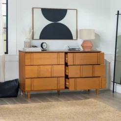 Modern Vertical Accent Solid Wood 6 Drawer Double Dresser - Saracina Home -Saracina Home Sales Store GUEST 55942971 4f2d 4d9e 9525 52dd583c4fd1