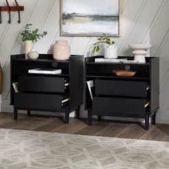 2pk Mid-Century Modern Solid Wood 2 Drawer Storage Nightstands - Saracina Home 21 2pk Mid-Century Modern Solid Wood 2 Drawer Storage Nightstands - Saracina Home -Saracina Home Sales Store GUEST 559c5ca6 af7e 4136 9a5f 989a82141900