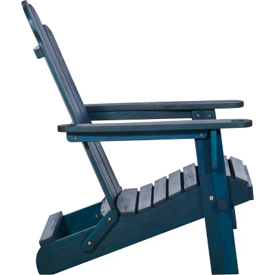 Genovia Transitional Acacia Wood Outdoor Adirondack Chair With Wine Holder - Saracina Home 6 Genovia Transitional Acacia Wood Outdoor Adirondack Chair With Wine Holder - Saracina Home - Image 6