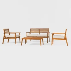 Saracina Home 4pc Mid-Century Modern Slatted Acacia Outdoor Patio Conversation Furniture Set 10 Saracina Home 4pc Mid-Century Modern Slatted Acacia Outdoor Patio Conversation Furniture Set -Saracina Home Sales Store GUEST 5bd5681e 7e46 43b4 a961 a82e40c62e87