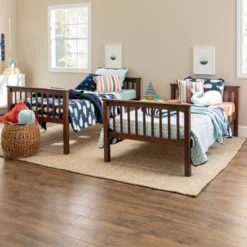 Twin Over Twin Transitional Cottage Solid Pine Bunk Bed Walnut - Saracina Home -Saracina Home Sales Store GUEST 5d387518 9553 4862 a964 b55e6299999e