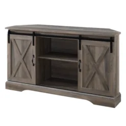 Robinson Rustic Transitional Sliding Barn Door Corner TV Stand For TVs Up To 58" - Saracina Home -Saracina Home Sales Store GUEST 5e08ff37 9816 4cb1 ab75 e39c8ff7cec1