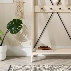 68" Solid Wood X Back Angled Hall Tree White Wash - Saracina Home -Saracina Home Sales Store GUEST 5f3d0d73 a646 48be b127 d033415e486f