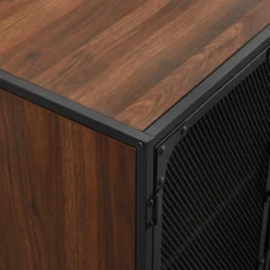 Urban Industrial Metal Mesh 4 Door TV Stand For TVs Up To 65" Dark Walnut - Saracina Home -Saracina Home Sales Store GUEST 5f7862ae 113d 4467 a415 dc50d4873105