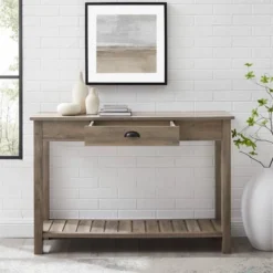 June Rustic Farmhouse Entry Table With Lower Shelf Gray Wash - Saracina Home -Saracina Home Sales Store GUEST 651c385e a6a0 40d6 be8d dcf2360fcc88