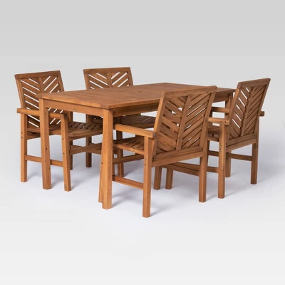 5pc Slatted Chevron Acacia Wood Patio Dining Set - Saracina Home 14 5pc Slatted Chevron Acacia Wood Patio Dining Set - Saracina Home - Image 14