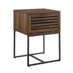 Visconti Boho Slat Pull Down Door Side Table Dark Walnut - Saracina Home -Saracina Home Sales Store GUEST 659ec25c 13f7 4ed9 a5d9 4380c541f97e