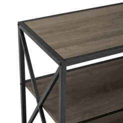 Modern Industrial X Frame Metal And Wood Media Bookshelf - Saracina Home -Saracina Home Sales Store GUEST 679c835e 1c70 43ee 9683 1e0a83265bd8