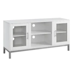 Pierceton Modern Double Glass Door With Metal Legs TV Stand For TVs Up To 58" White - Saracina Home 10 Pierceton Modern Double Glass Door With Metal Legs TV Stand For TVs Up To 58" White - Saracina Home -Saracina Home Sales Store GUEST 6c1695e0 ee21 4ea2 b54c a3360548366f