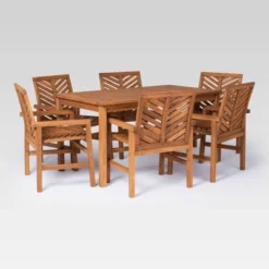 7pc Slatted Chevron Acacia Patio Dining Set - Saracina Home -Saracina Home Sales Store GUEST 6c5a38cb 01f2 4a50 903c b27f64f7a8ce