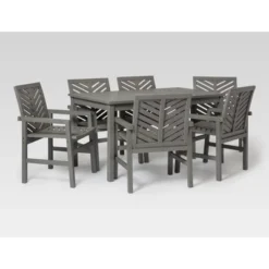 7pc Slatted Chevron Acacia Patio Dining Set - Saracina Home -Saracina Home Sales Store GUEST 6e586955 cdb3 42a6 b92d 73b8e77d8e6a